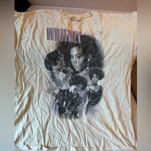 Whitney Houston Tan/creme t shirt with purple accents